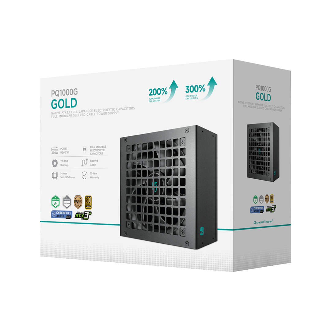 DEEPCOOL  PSU PQ1000G UK 80PLUS GOLD, ATX 3.1 + PCI-E 5.1 Fully Modular