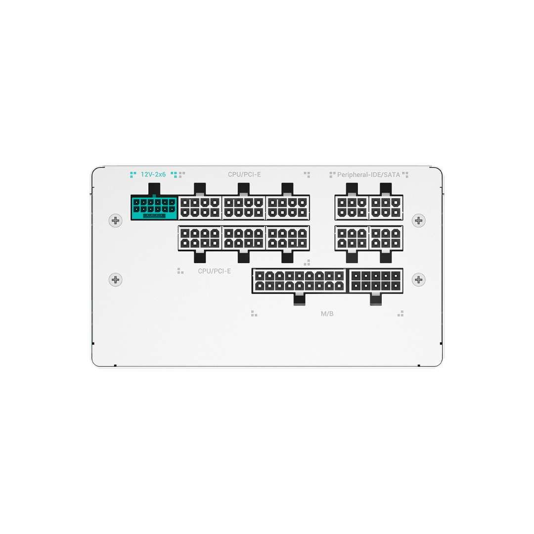DeepCool PQ1200G White 1200W ATX 3.1 PCI-E 5.1 80 PLUS Gold Fully Modular Power Supply 6