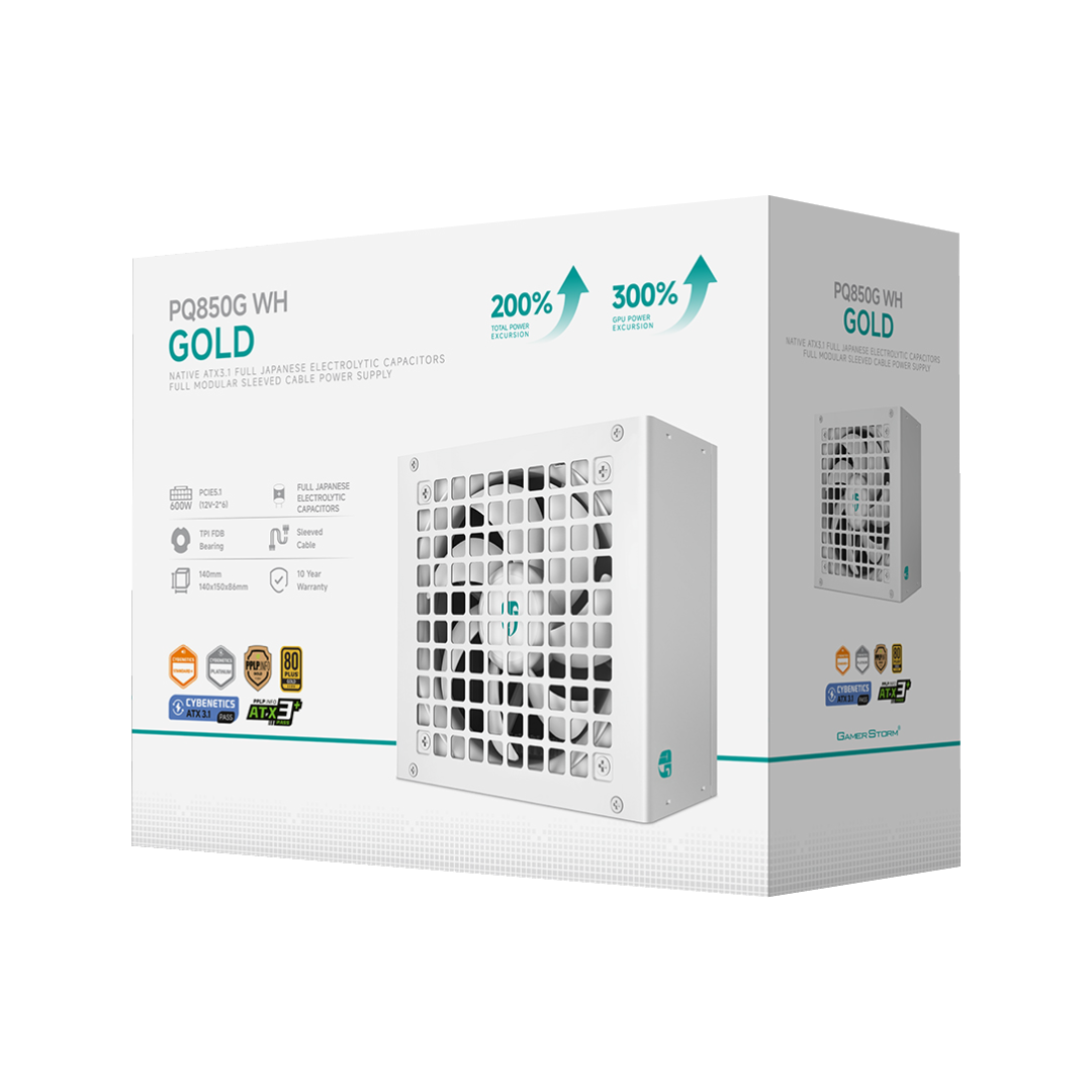 DeepCool PQ850G White 850W ATX 3.1 PCI-E 5.1 80 PLUS Gold Fully Modular Power Supply