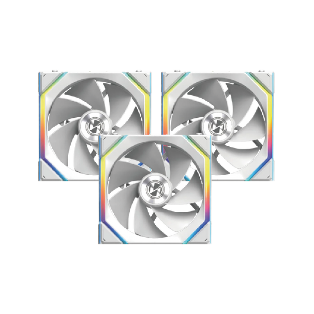 Lian Li UNI FAN TL LCD 120 Wireless White – 3 Pack Reverse Blade – ARGB PWM – LCD Screen – 120mm / 28mm Thickness – No Controller