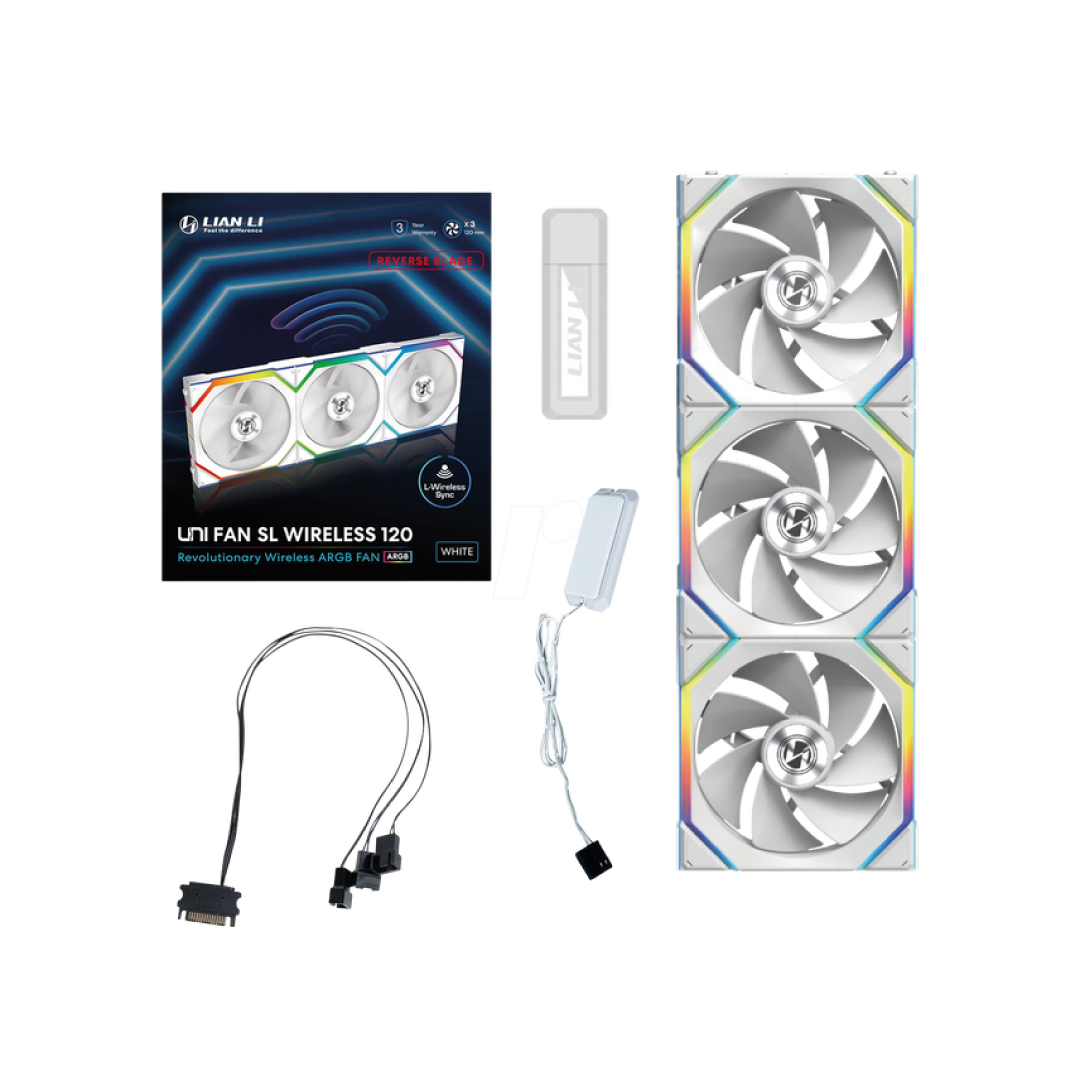 Lian Li UNI FAN TL LCD 120 Wireless White – 3 Pack Reverse Blade – ARGB PWM – LCD Screen – 120mm / 28mm Thickness – No Controller 2
