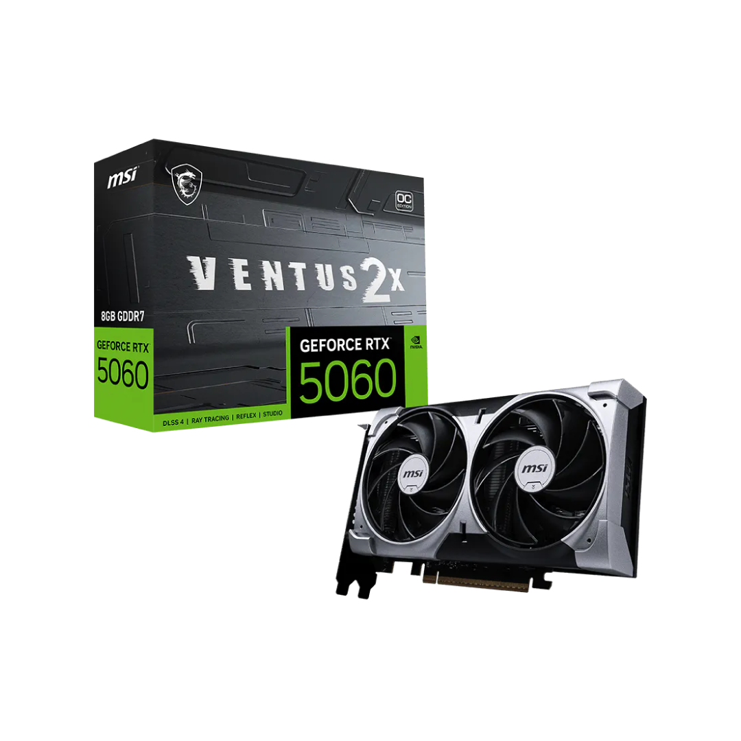MSI GeForce RTX 5060 Ventus 2X OC 8GB GDDR7 Graphics Card Black