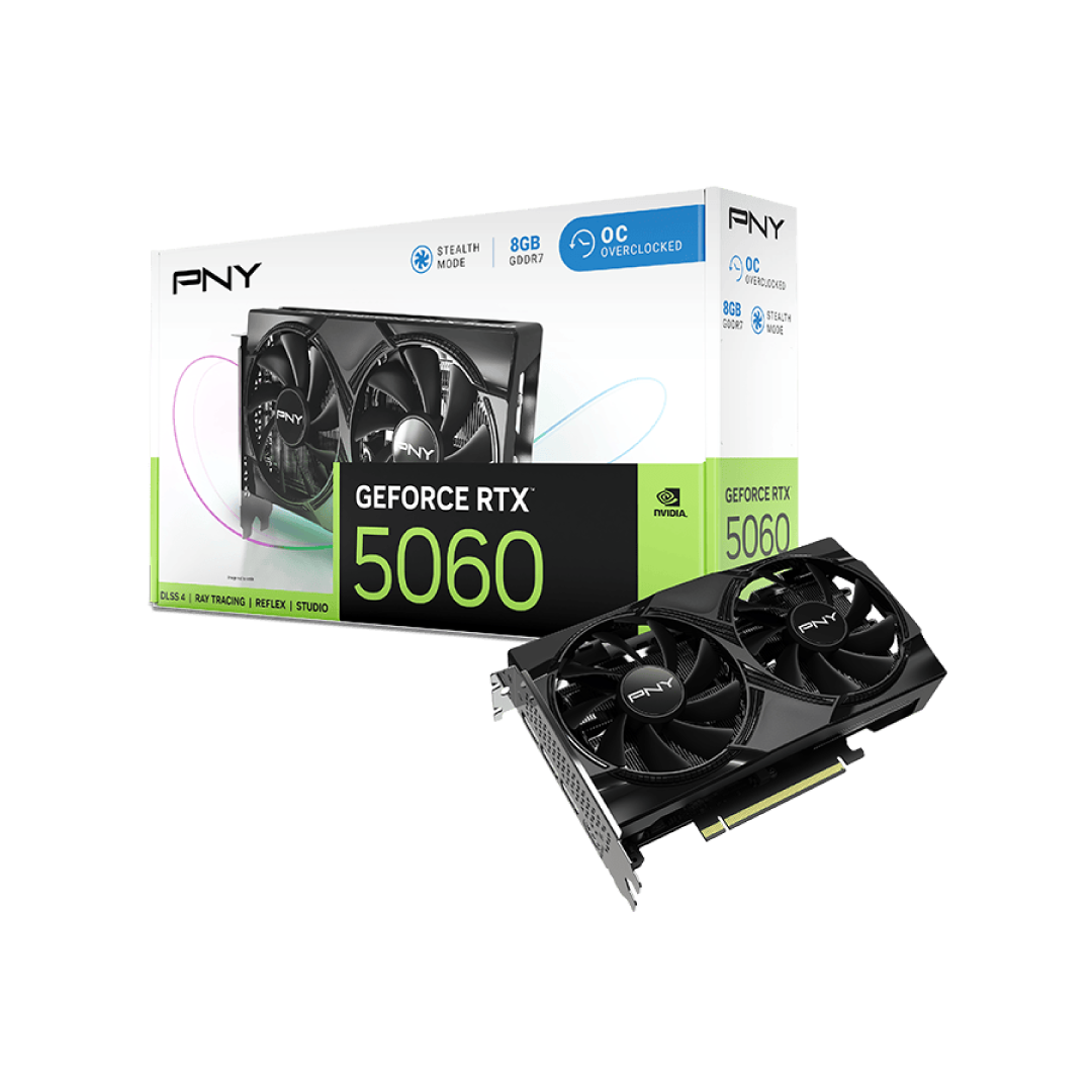 PNY GeForce RTX 5060 OC 8GB GDDR7 – Dual Fan / PCIe 5.0 / DLSS / Ray Tracing / Gaming Graphics Card