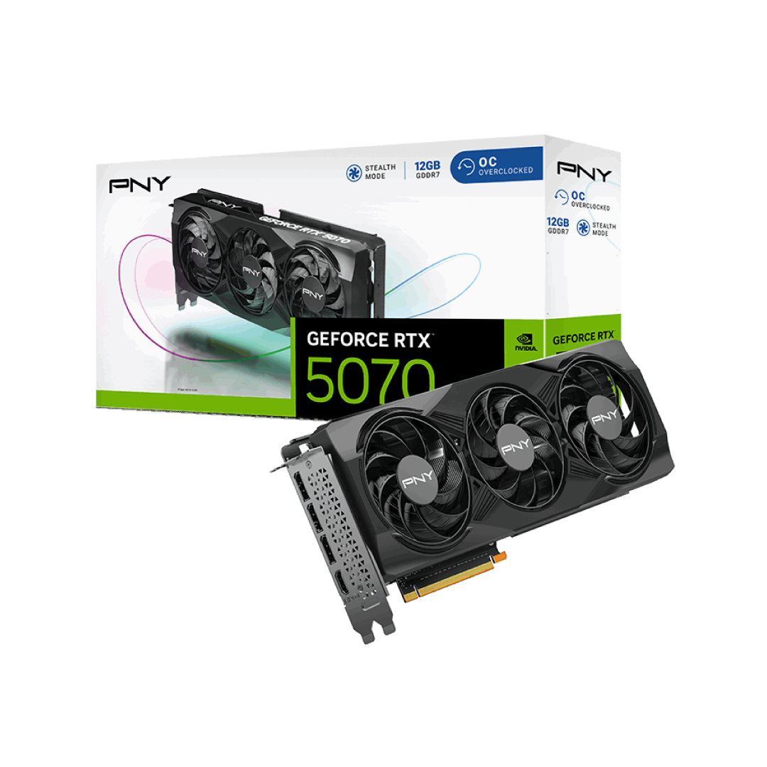 PNY GeForce RTX 5070 OC 12GB GDDR7 – Triple Fan / PCIe 5.0 / DLSS 4 / Ray Tracing / Gaming GPU