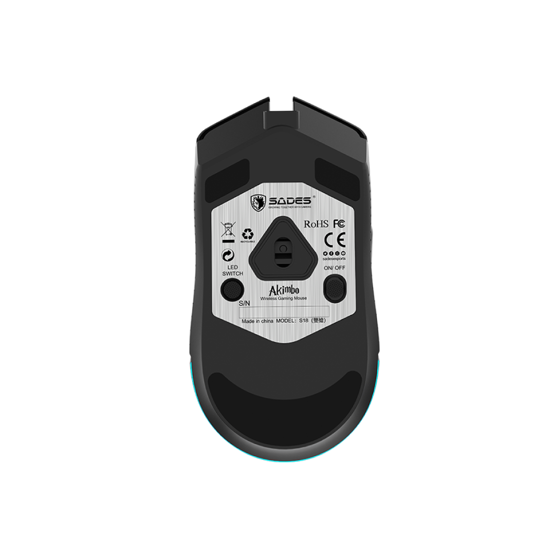 SADES Akimbo S18 Wireless Gaming Mouse – 16000 DPI / 2.4GHz Wireless + Wired / PAW3335 Sensor / RGB / 79g Lightweight 5