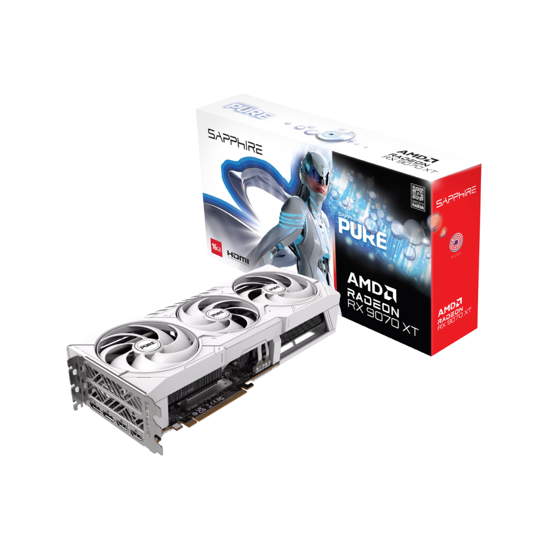 SAPPHIRE PURE AMD Radeon™ RX 9070 XT Gaming OC 16GB GDDR6 – White Edition