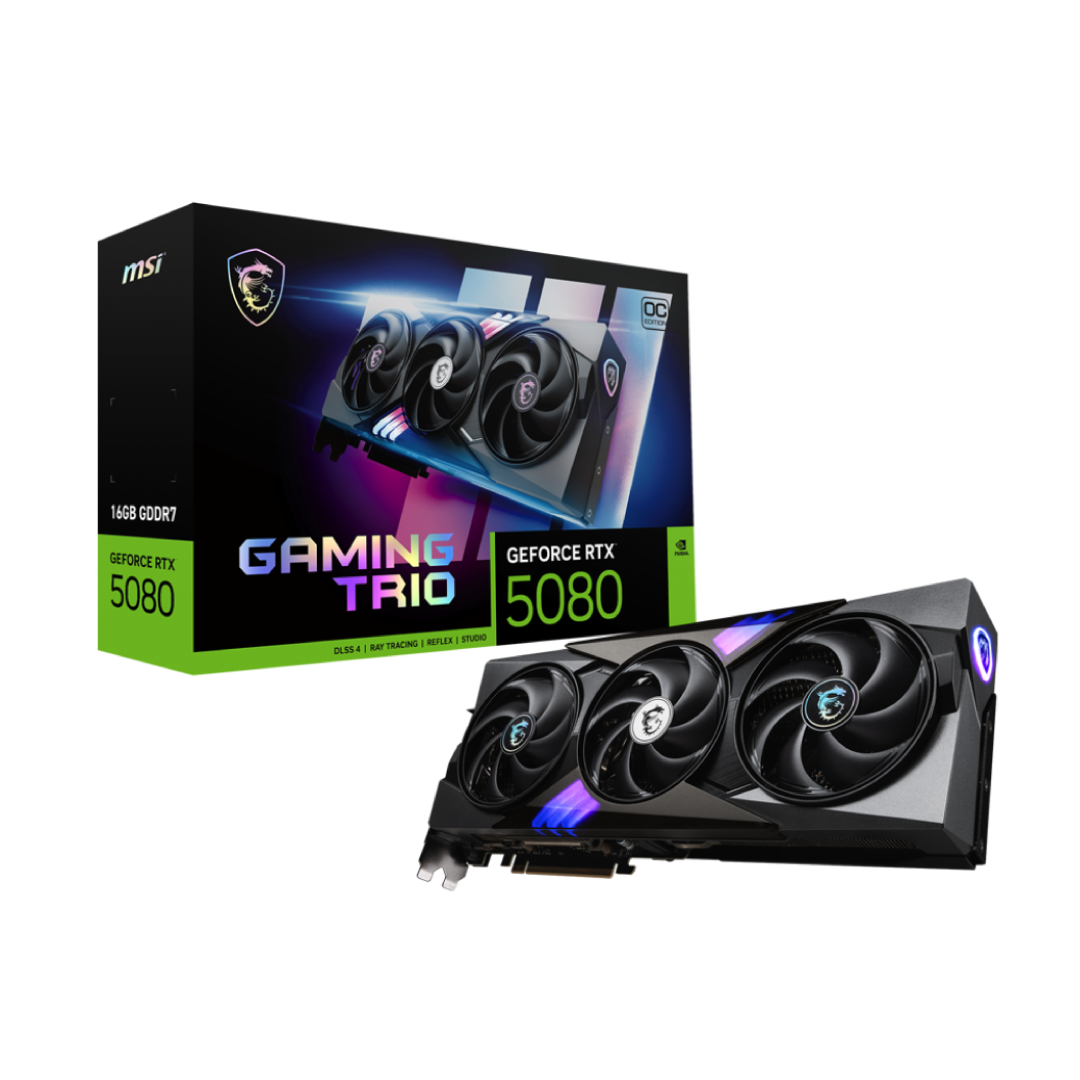 MSI GeForce RTX 5080 16G GAMING TRIO OC – GDDR7 Flagship Gaming Graphics