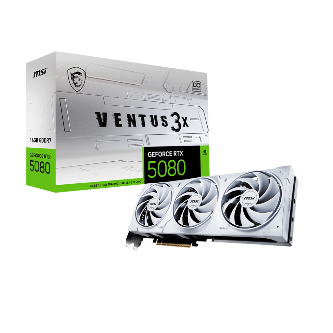 MSI VGA GeForce RTX 5080 16G VENTUS 3X OC White – GDDR7 Gaming Graphics Card