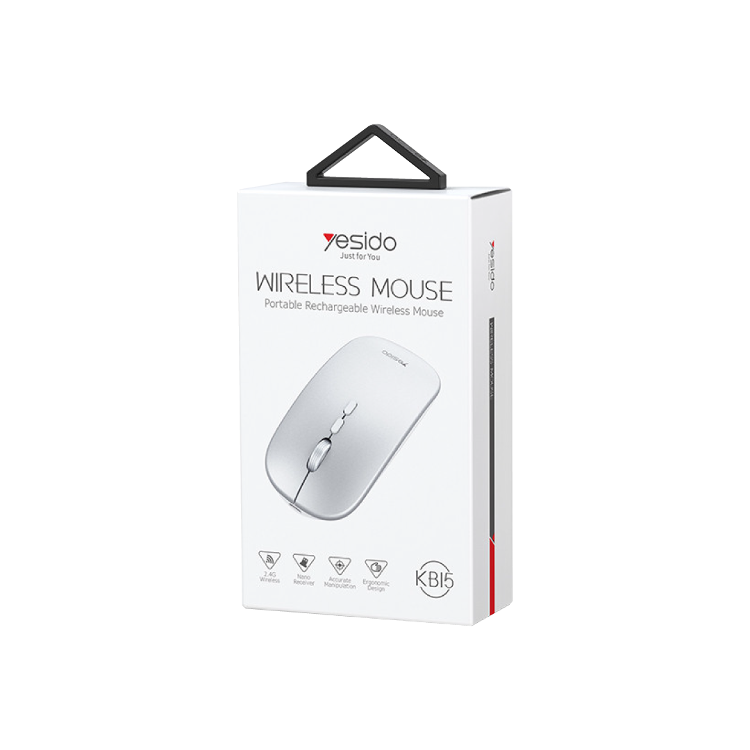 YESIDO KB15 Wireless Mouse – Rechargeable, 2.4GHz, Adjustable DPI 4
