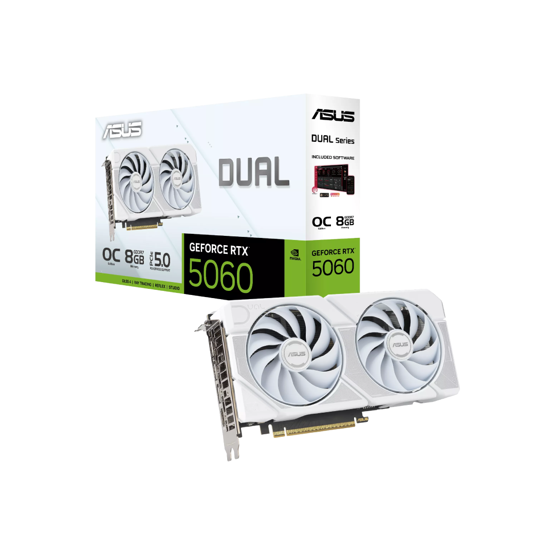 ASUS Dual GeForce RTX 5060 OC White 8GB GDDR7 Graphics Card