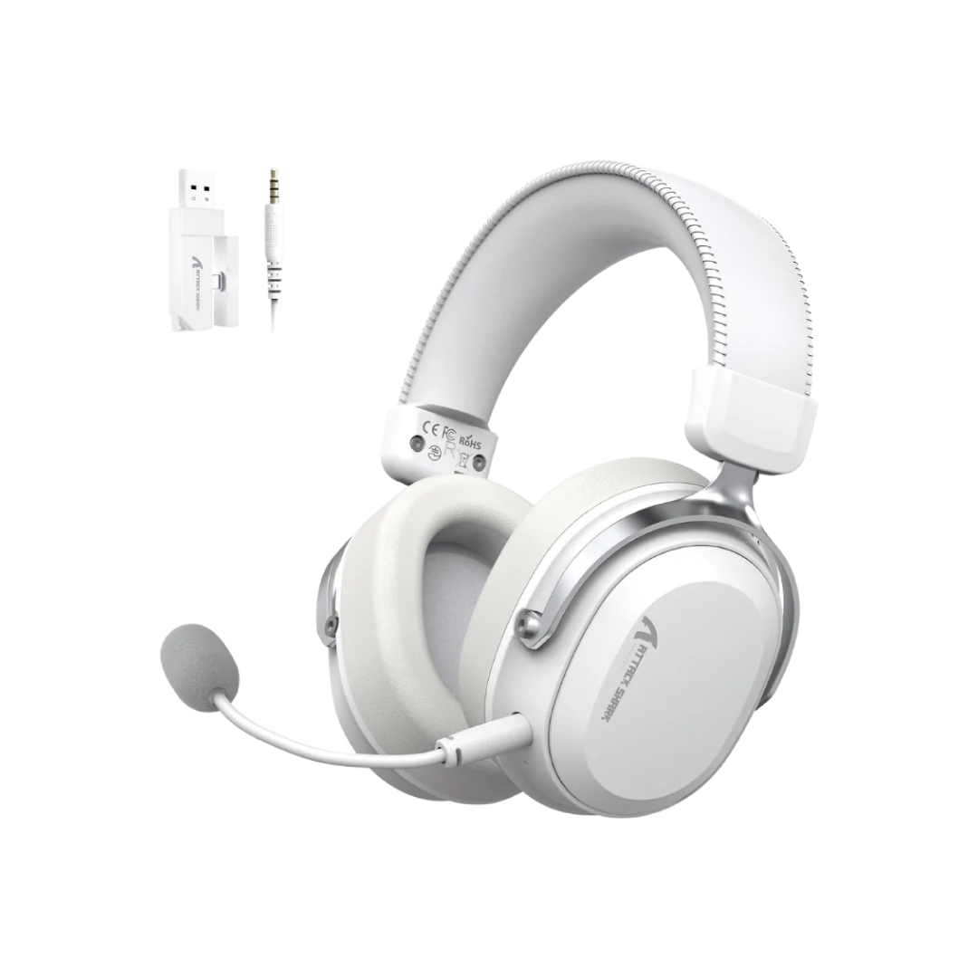 ATTACK SHARK L30 Pro White & Silver – Tri-Mode Wireless Gaming Headset 1