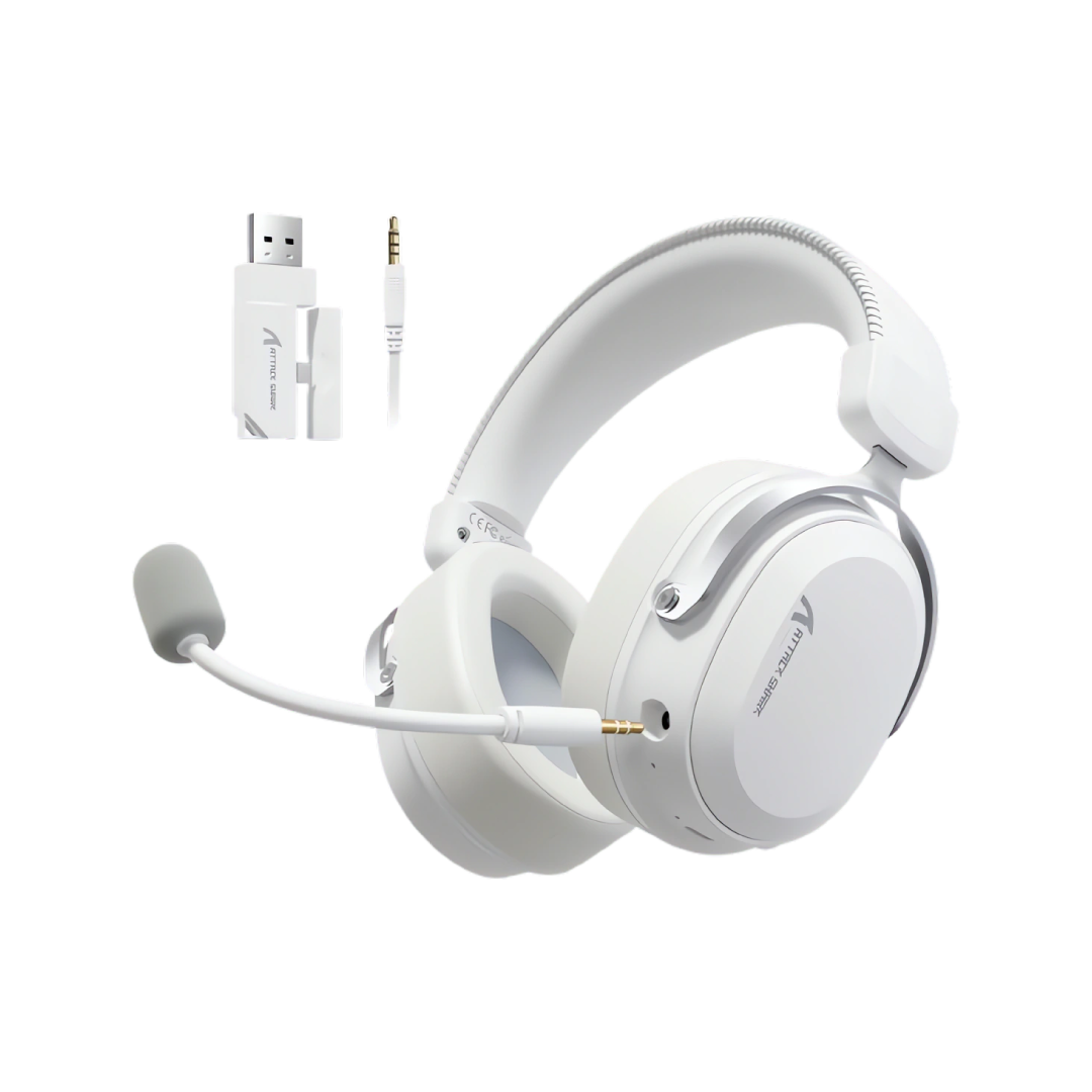 ATTACK SHARK L30 Pro White & Silver – Tri-Mode Wireless Gaming Headset 1