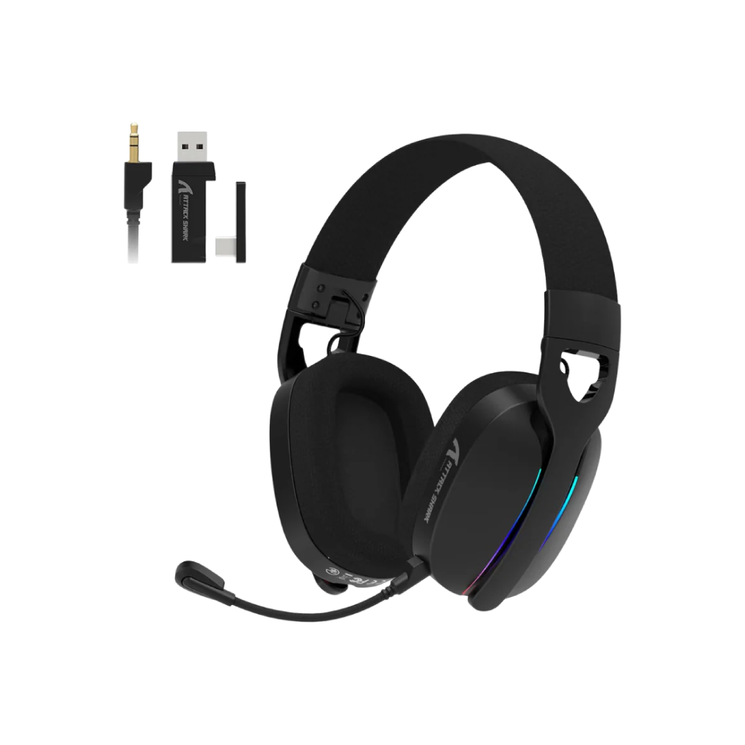ATTACK SHARK L90 Black – Foldable RGB Tri-Mode Wireless Gaming Headset 1