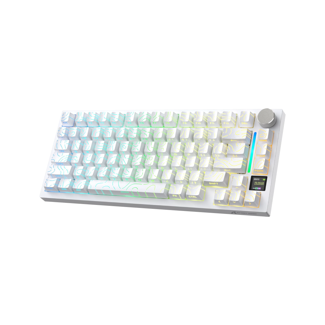 ATTACK SHARK X820 Ultra White Contour – 75% Tri-Mode Gasket Mechanical Gaming Keyboard 1